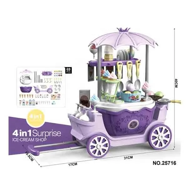 2020 New item product Ice Cream Princess car Trolley Toy Candy Cart Toy