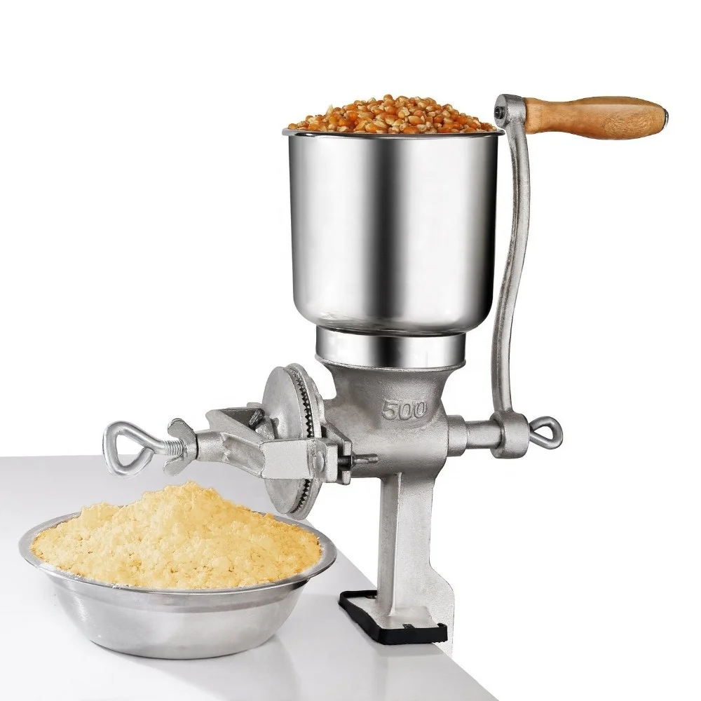 Manual Grain Grinder with High Hopper - Table Clamp Hand Corn Mill
