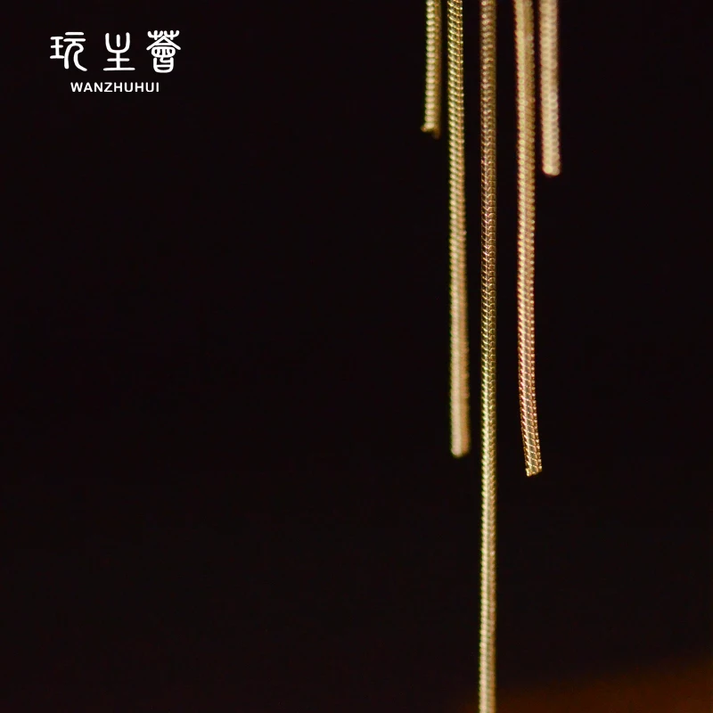 2021 Новое поступление женские длинные серьги с кисточкой 14k