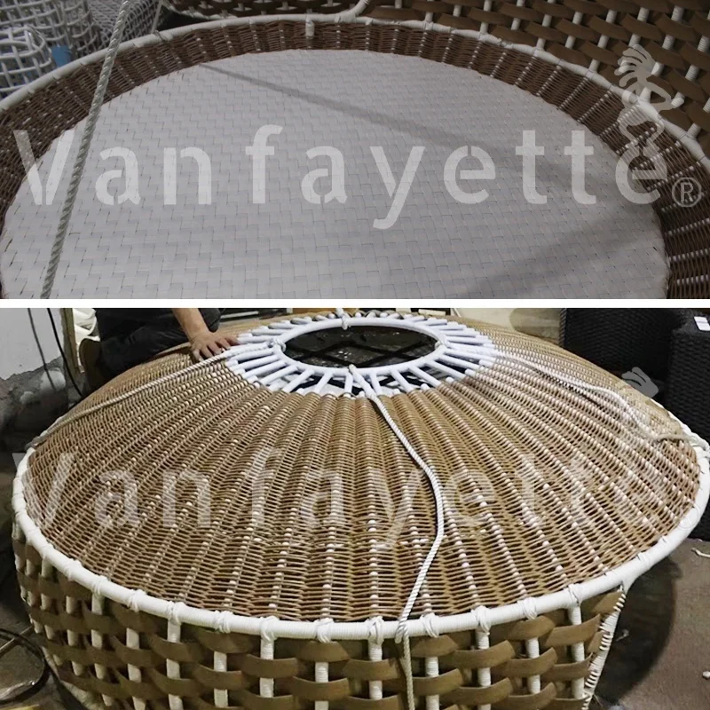 Garden Outdoor Furniture Round Rattan High End Luxury Swing Lounge Bed with Side Table Ride High CG