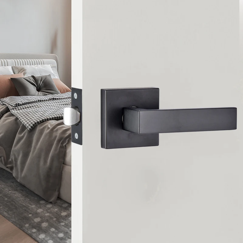 Heavy Duty Door Handle with Keyless Lock, Privacy Door Lever Set, for Bedroom and Bathroom, Residential