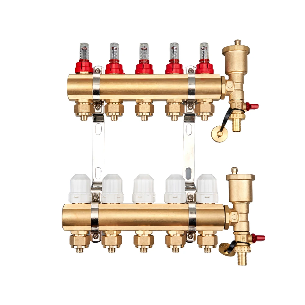 High Quality Floor Heating Brass Manifold Fitting For Floor Heating System With Flowmeter