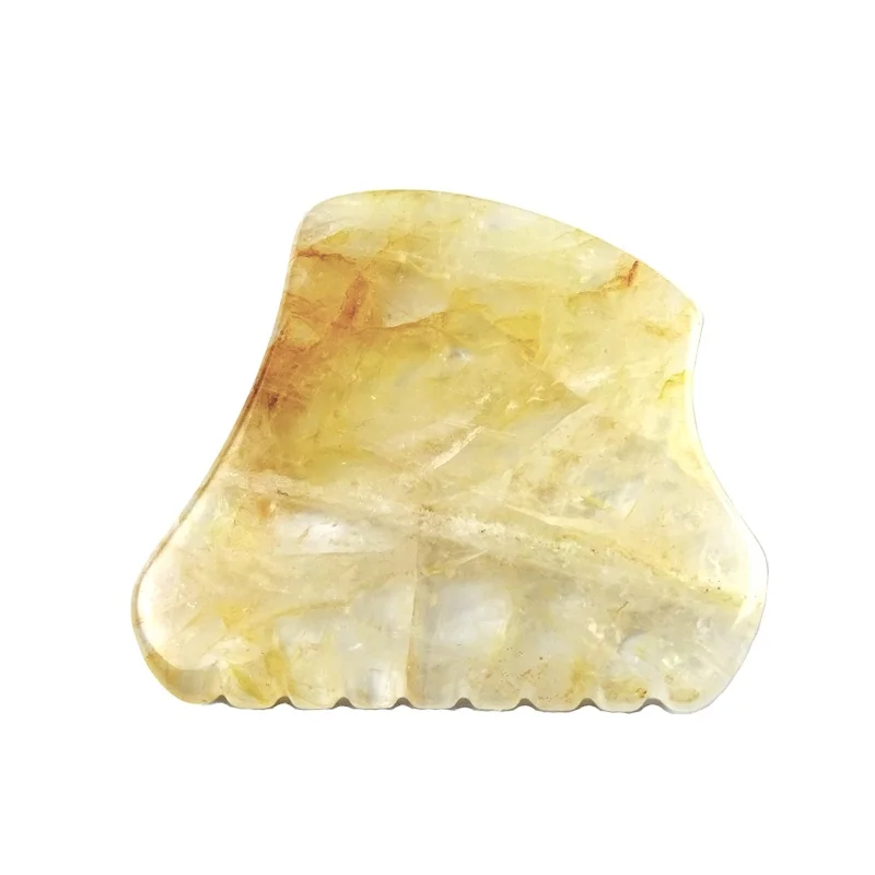 Yellow Citrine Stone Gua Sha Massager Facial Tools Visage Avec Logo Jade Guasha Massage for Skin