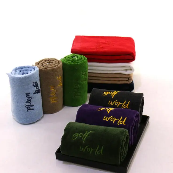
Custom Design Logo Embroidered Cotton Golf Towel With Velour Finish Surface 