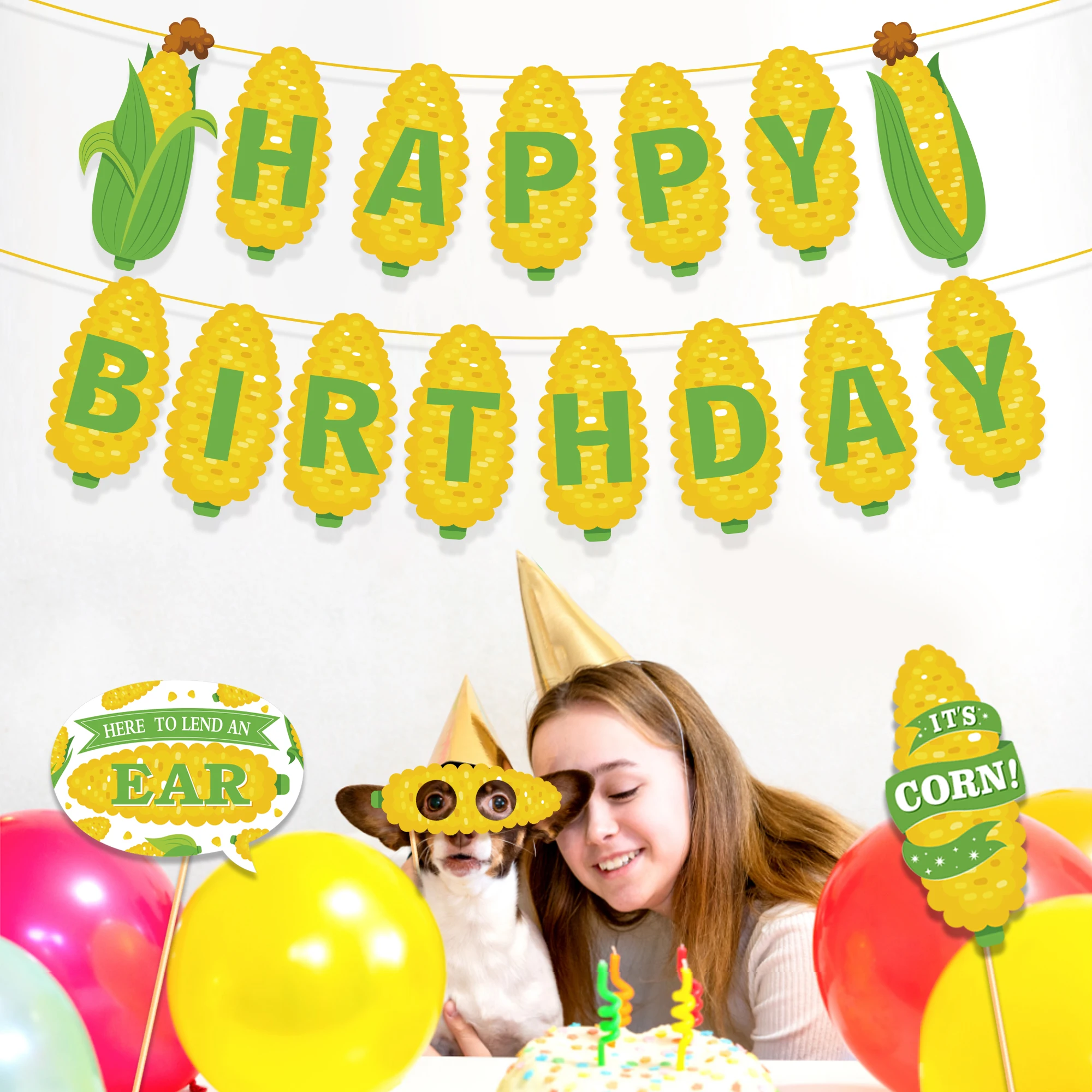 BA390 Custom Corn Printed Harvest Festival Paper Flag Banner for Harvest Festival Party Supplies