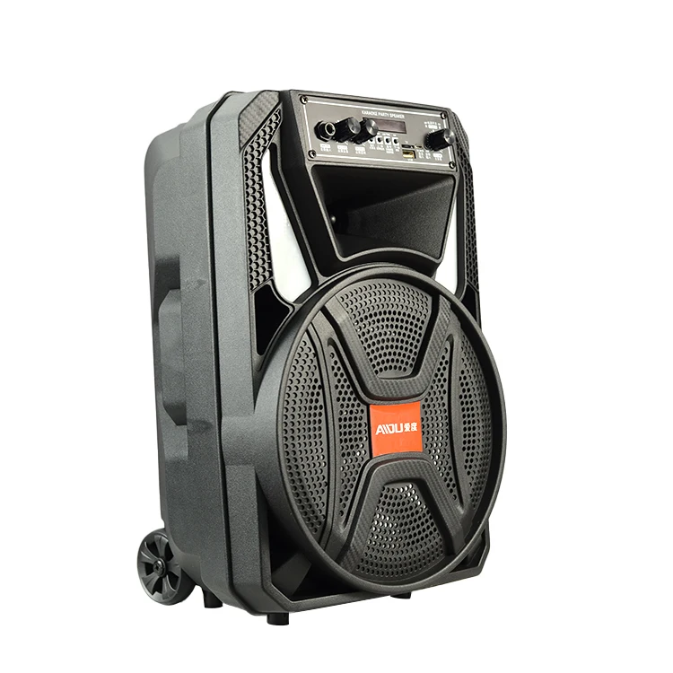 hot selling  Southeast asia  top family portable speaker 8 inch rechargeable battery trolley speaker18 watt pull rod speaker