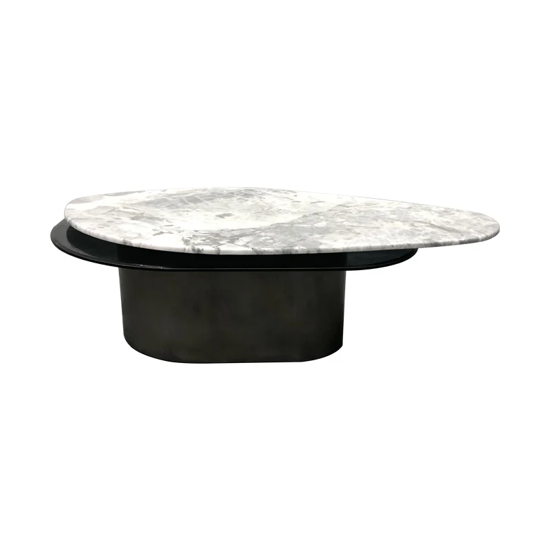Popular  Simple And Fresh Stainless table Fashion Coffee Table rotatable Table High-end Custom Luxury Stone