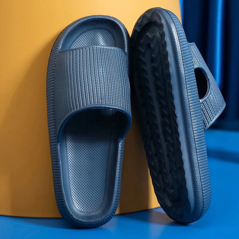 Ladies Shoes and Sandals Trending Style 2024 House Slipper Eva Upper Clogs Japanese Platform Massage Pad Navy Blue Walking Shoes
