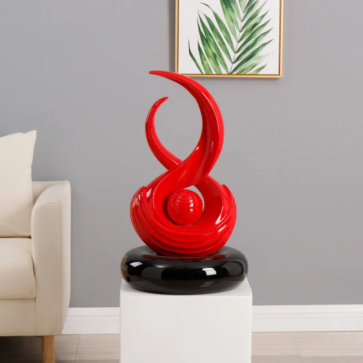 Hotel Home Decoration Luxury Modern Resin Red Sculpture Abstract Arts Sculpture Ceramic Art Desktop Decoration