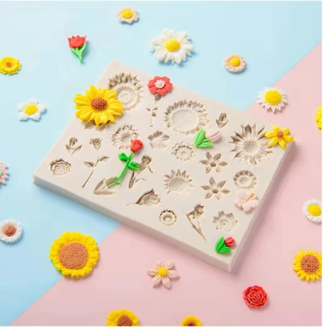 wholesale tiny fancy Hyperfine flower Cake ornament fondant cake flower shape silicone cake mold