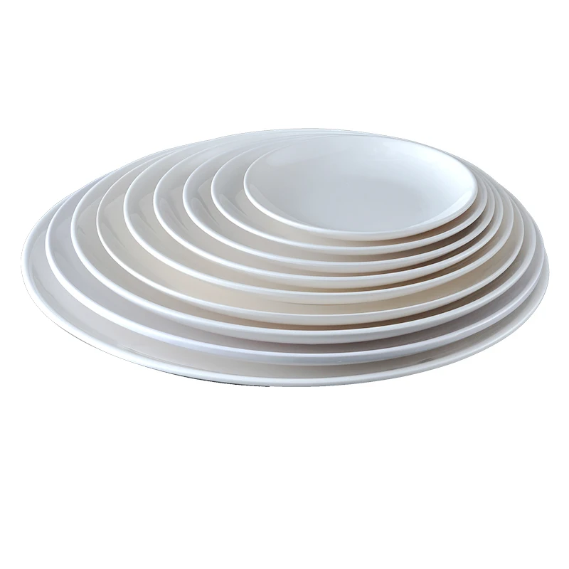 Customized Plastic Dishes Dishwasher safe food grade white round melamine dinner plate