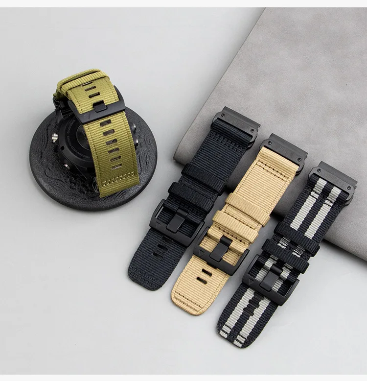 ShanHai 26 22mm Nylon QuickFit Watch Band Strap For Garmin Fenix 7 7X Pro 6 6X 5X 5Plus Epix Gen 2 Instinct 2X Replacement Belt