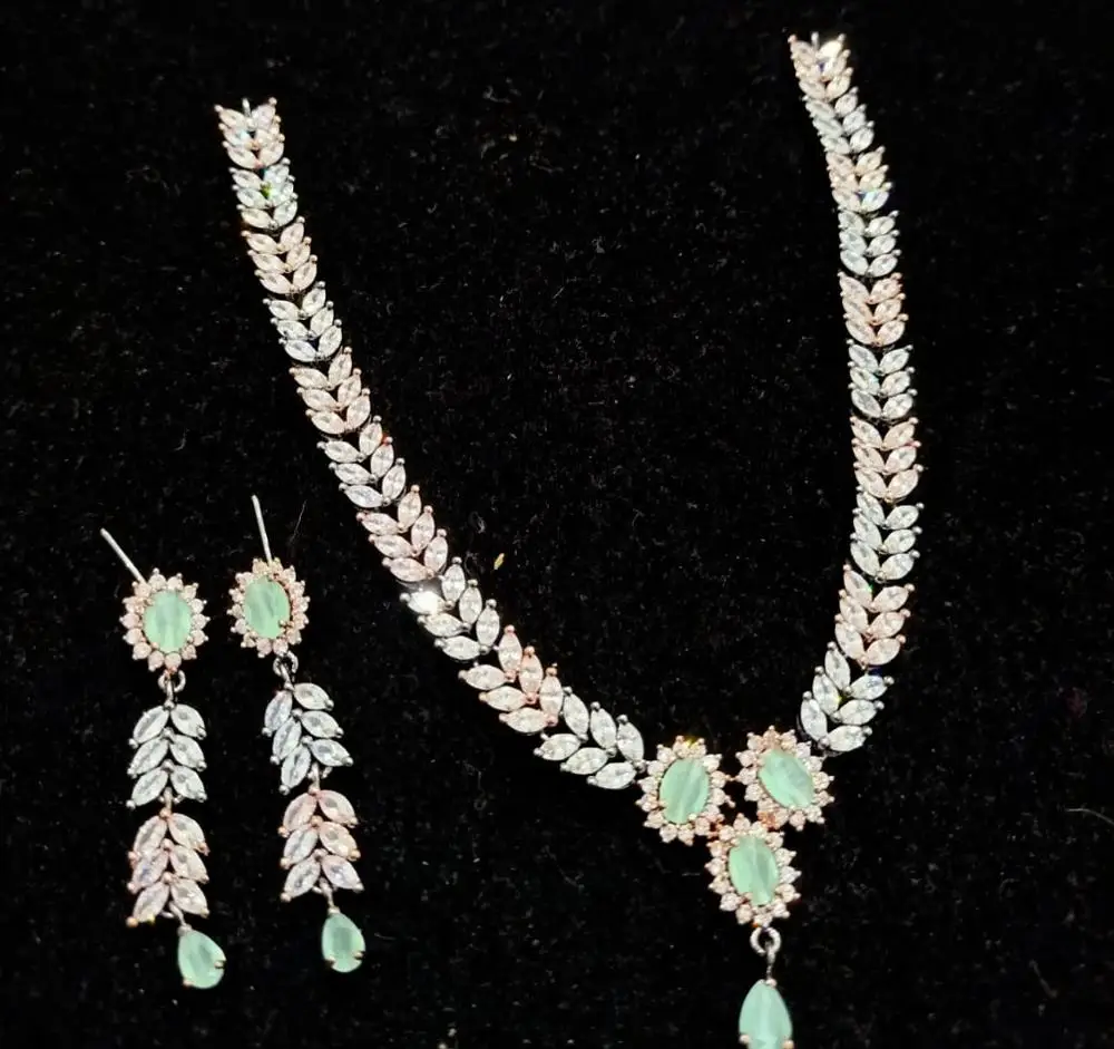 Wholesale Jewelry American Diamond Cubic Zircon Gold Plated 2 gram gold Jewelry set