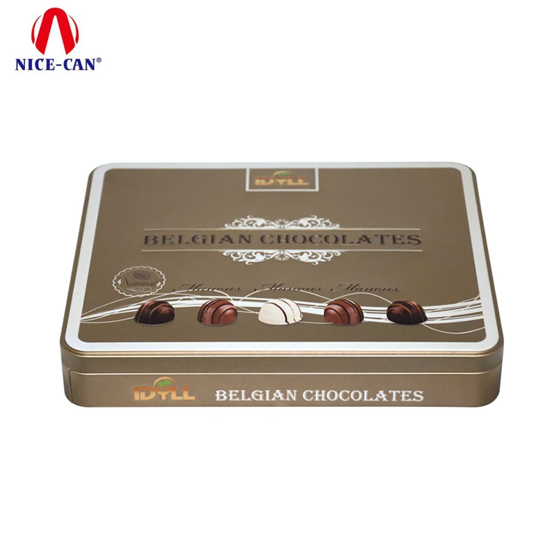 OEM Factory Large Size Chocolate Tin Box Gift Metal Packaging Food Grade Square Tins With Lids
