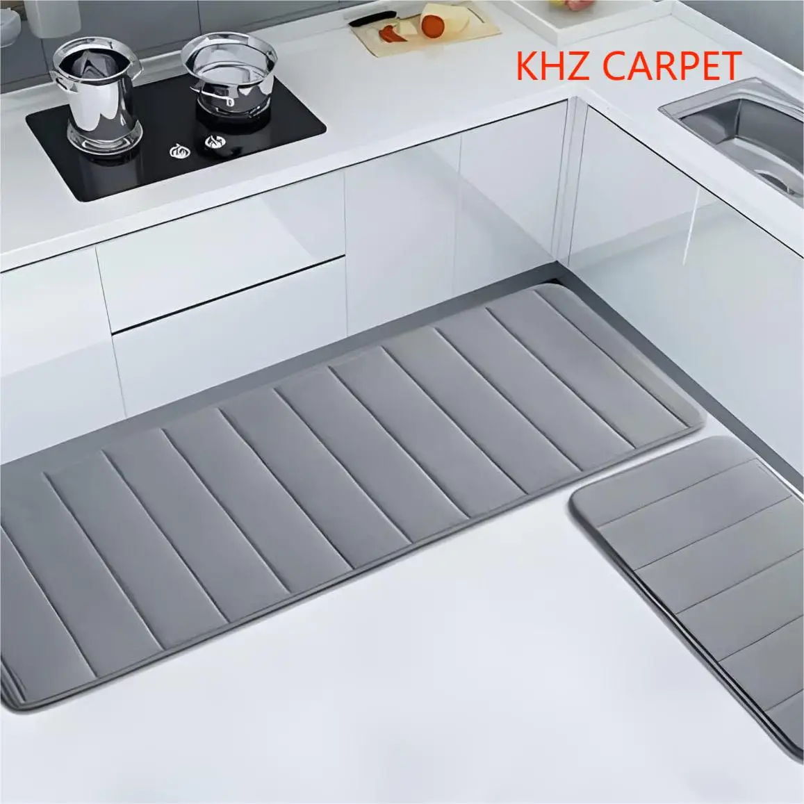 2 Piece Set Non-Slip Memory Foam Bath Mat Bathroom Rugs Sets 2 Pieces set for Shower and Tub U-Shaped Toilet Rug