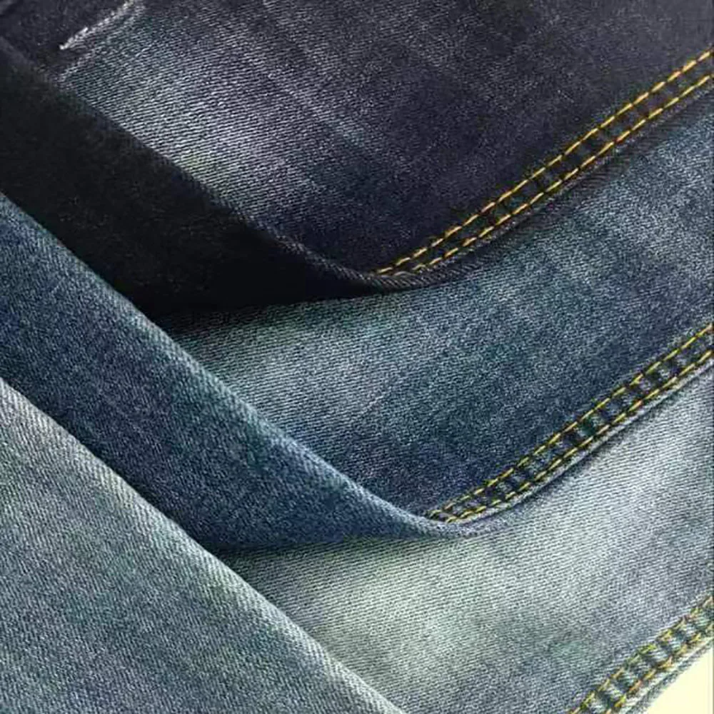 1/6 China Black Blue Indigo Stock Woven Stretch Spandex Polyester Cotton Denim Fabric Jeans