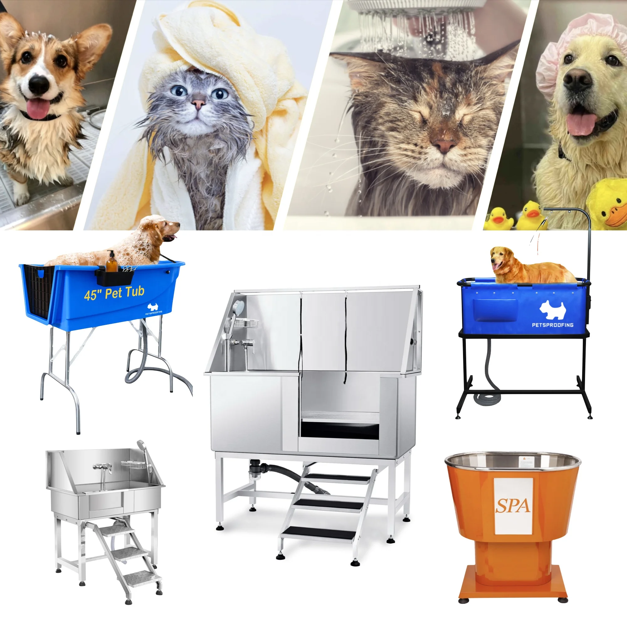 Pet supply Lightweight Big Large portable Stainless steel Height Adjustable Dog Cat Pet Grooming Table for pet salon