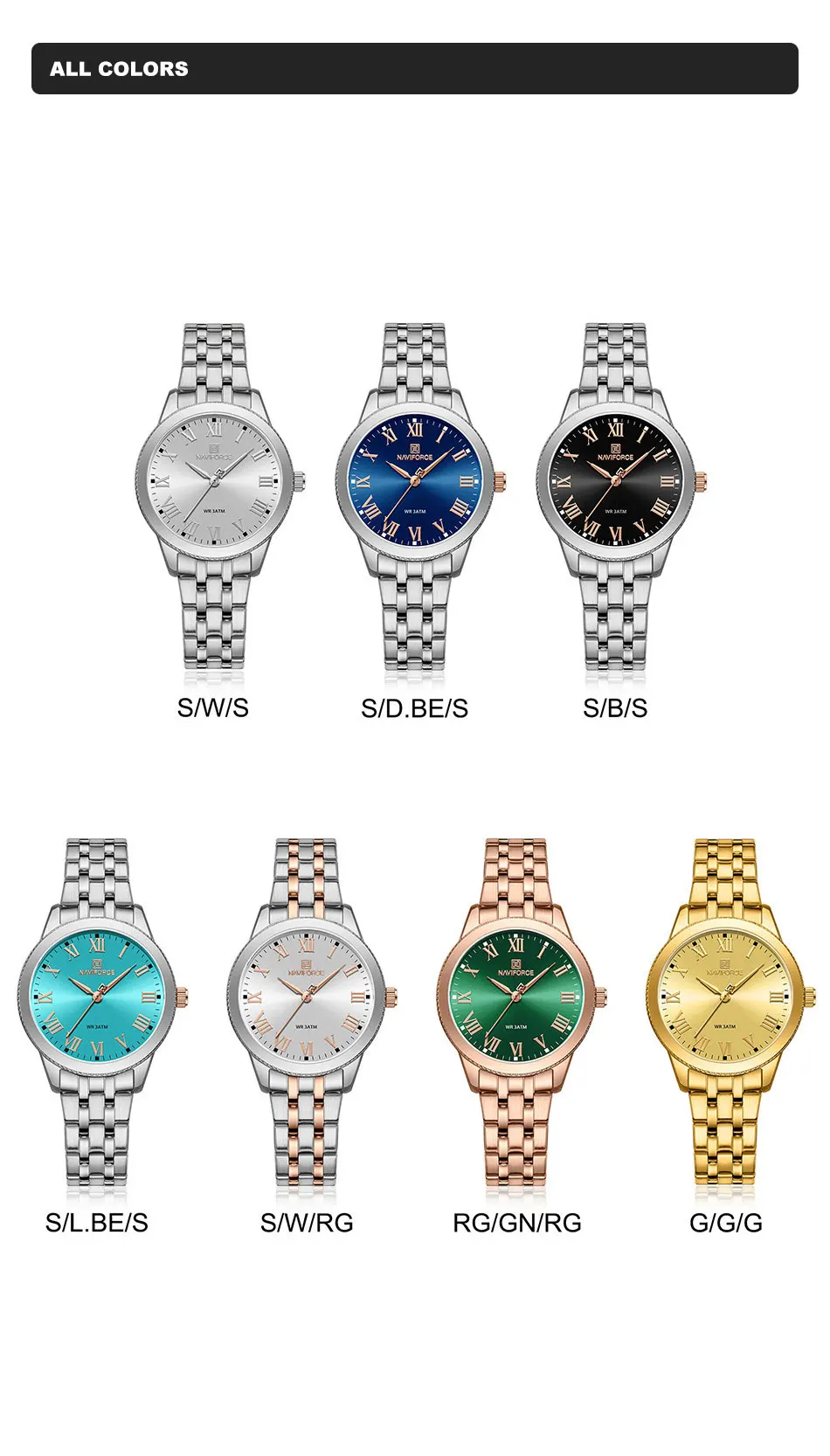 NAVIFORCE 5032 SBS China factory OEM high quality luxury fashion watch for women stainless steel band 30m waterproof wristwatch