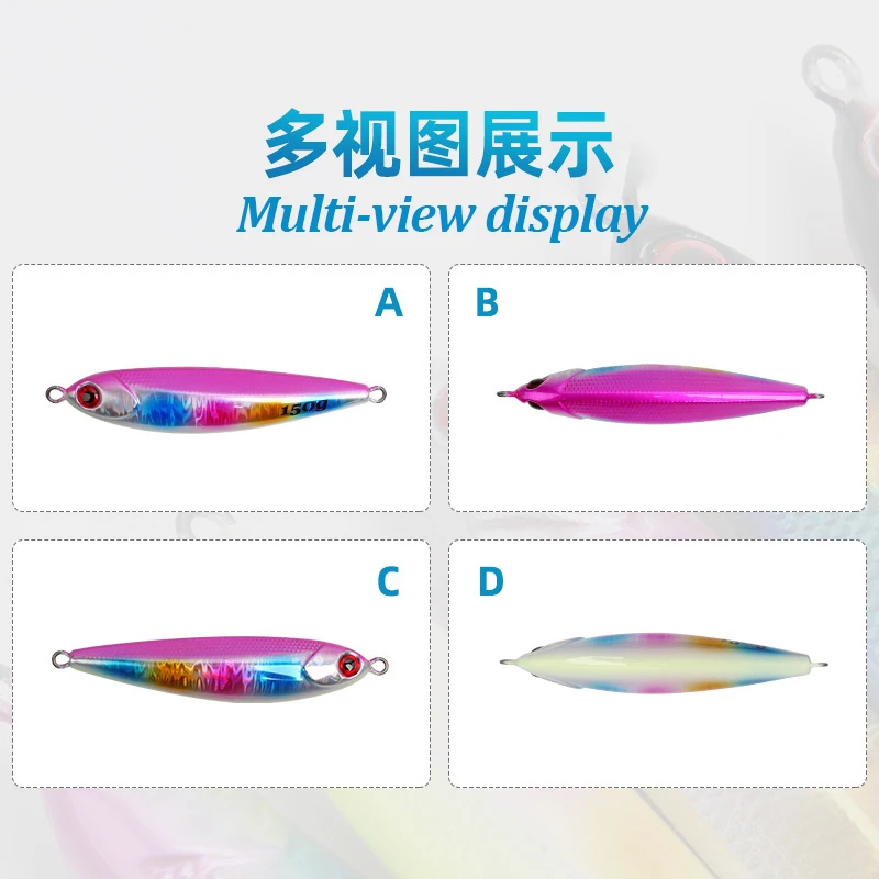 60g/80g/100g/120g/150g/200g/250g luminous effect long Casting fishing Metal Jig lure slow jigging tuna GT fishing lure
