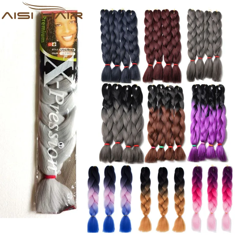  Aisi Hair джамбо волосы плетеные крючком предварительно растянутые термостойкие 48 дюймов для Afircan синтетические