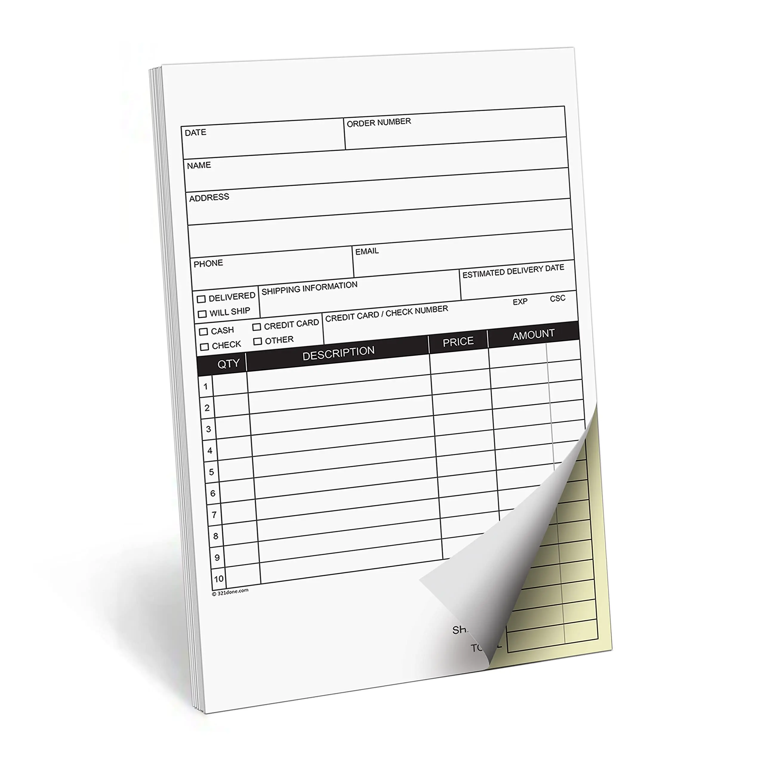 2Part Carbonless Blank Sales Form Pad 5.5x8.5Delivery Note Recipt Book Small Carbon Copy Generic Receipt Purchase Order Notebook