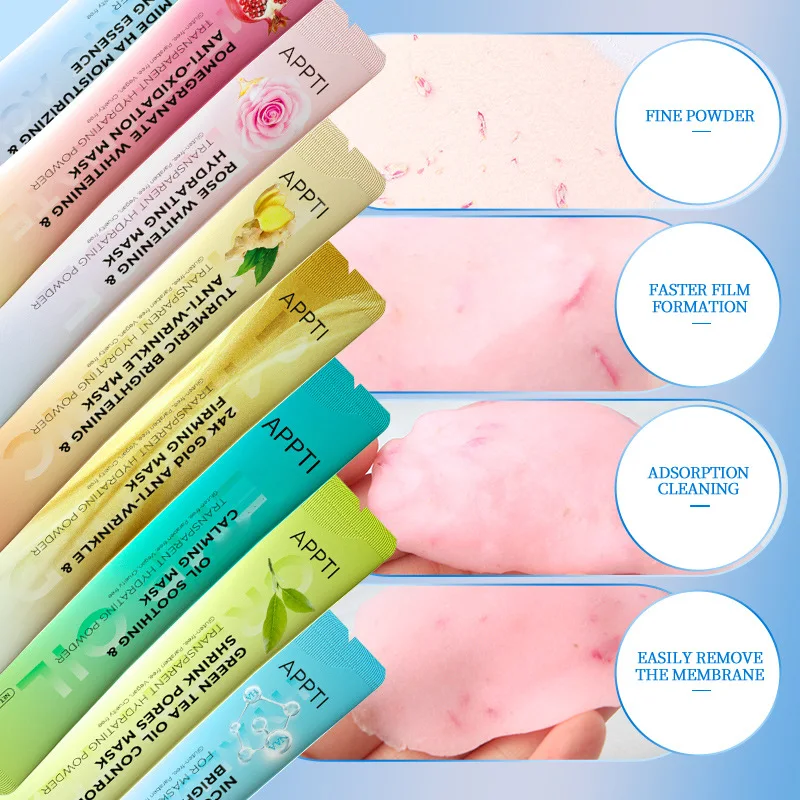 Custom Logo Hydrogel Mask Collagen Rose Hyaluronic Acid Soft Masks Powder Anti Aging Wrinkle Peel Rubber Face Serum Mask