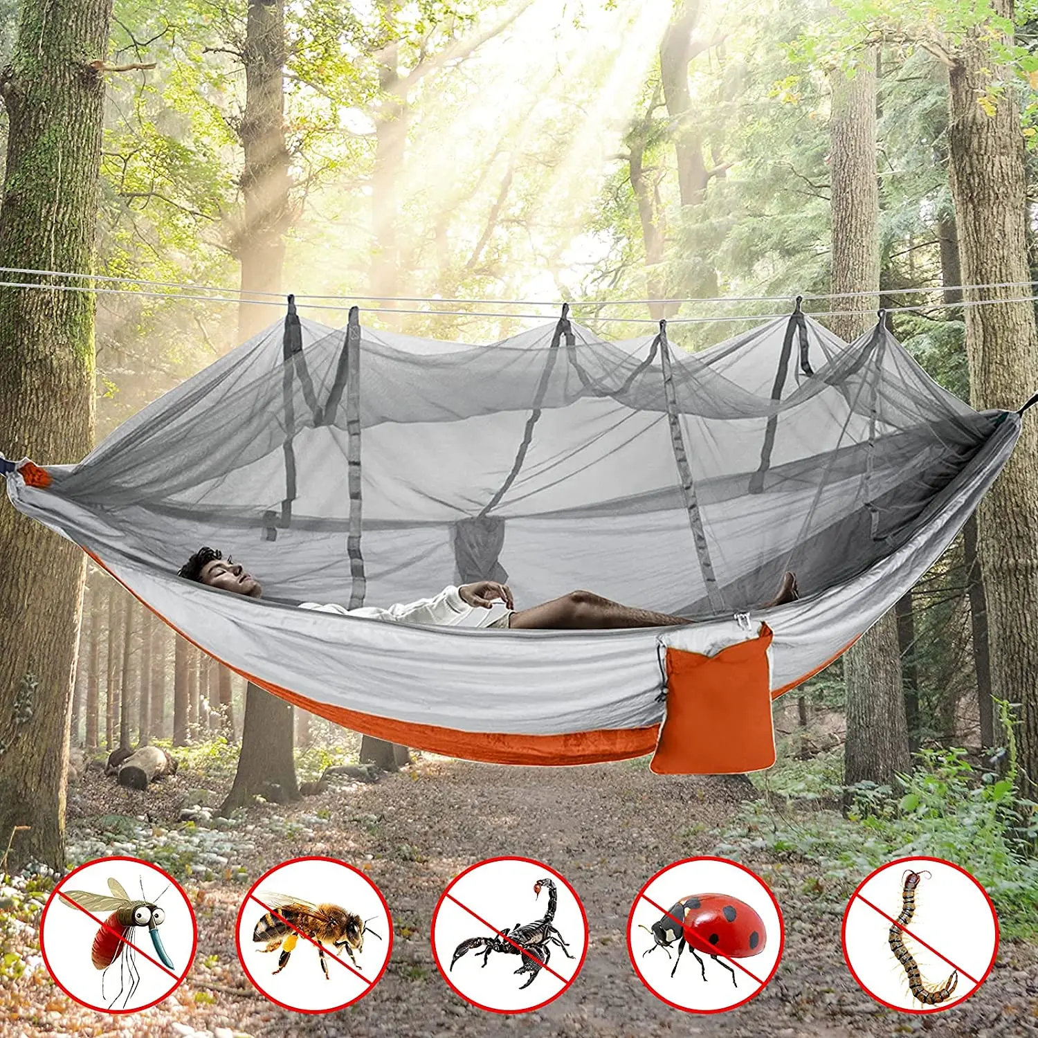 Manufacturer Custom Double and Single Travel Lightweight Outdoor Camping Hammock with mosquito net and rainfly