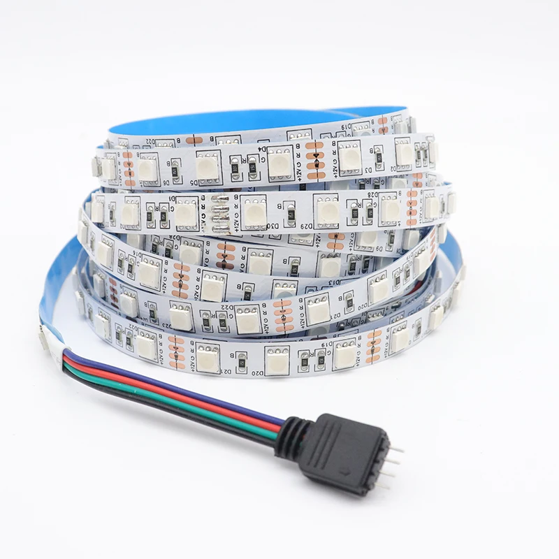 12v 5050 60Leds/m Not Waterproof IP33 5M 300leds RGB Flexible High Lumens Output Led Strip Light for Home Decoration