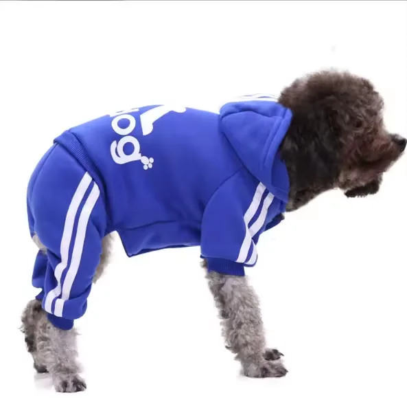 Fashion Adidog Pet Costume Soft Fleece Warm Winter Pet Coats Cat Clothes Buttoned Classic Sports Dog Hoodies