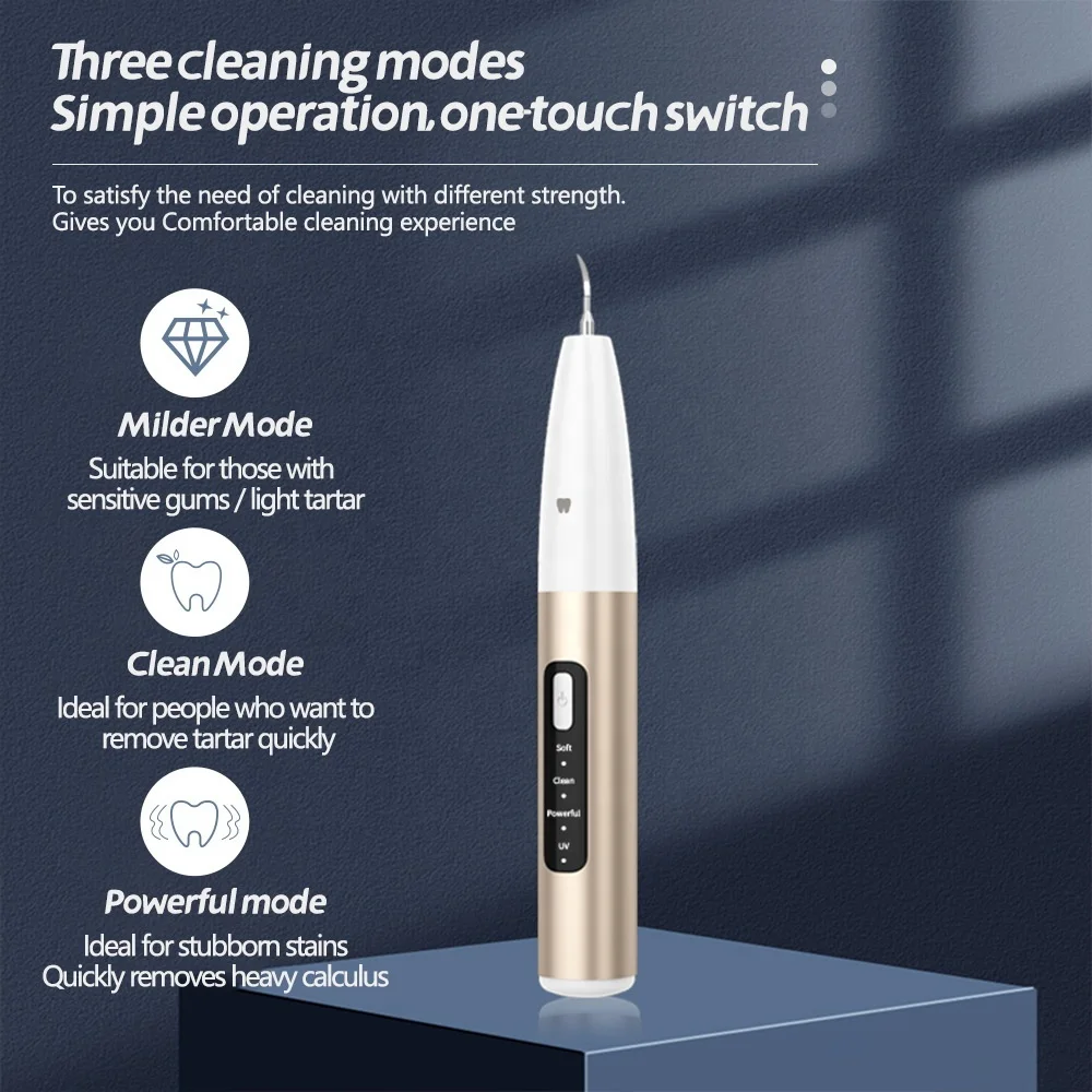 Metal Color Best Tooth Cleaner Home Use Dental Calculus Remover Electric Waterproof Ultrasonic Plaque Remover for teeth