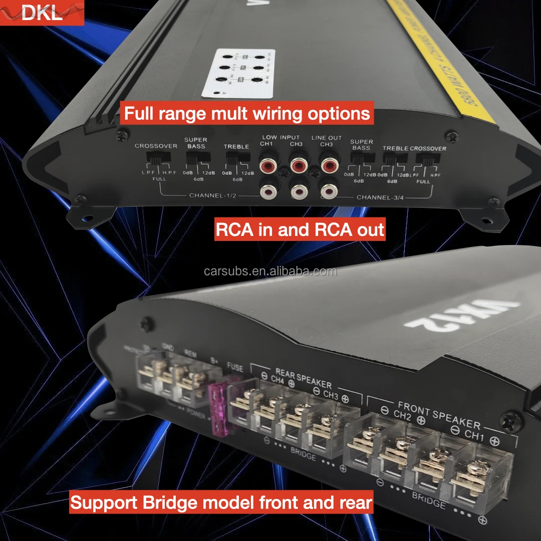 Sound Quality Customized RMS 75W 4CH Car Subwoofer Speaker Amplifier 4 Channels Peak 5800W Full range Car Amplifier Class AB