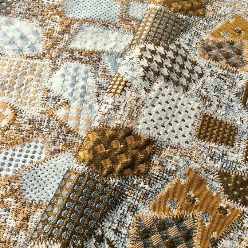 Eco-friendly 2024 New Design Polyester Geometric Tencel Cotton Brocade Geometry Woven Jacquard Fabrics for Women Clothing