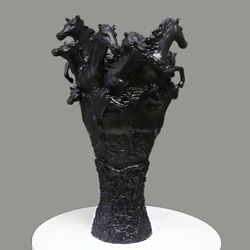 Latest daum style big size crystal   horse  vase for  home wedding decoration hotel villa ornament
