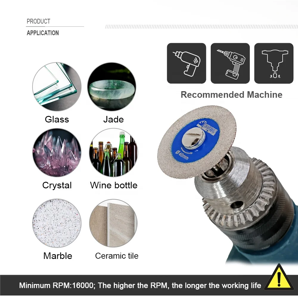 30/40/50mm Vacuum Brazed Diamond Mini Engraving Saw Blade Ultra-Thin Glass Cutting Disc for Cutting Carving Glass
