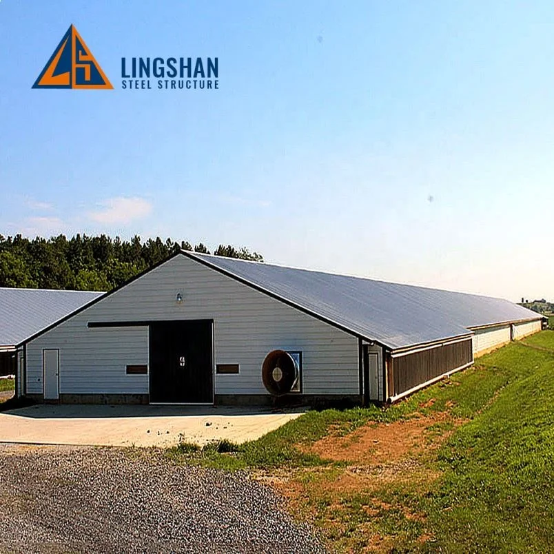 Low cost modern prefabricated poultry farm building steel chicken house trusses for sale  in mississippi