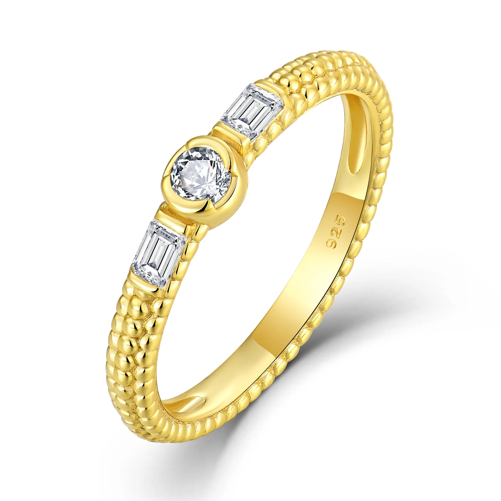 Fine Jewelry INS Style Popular 18k Gold Plated Ring Simple Elegant Women 925 Sterling Silver Wedding Rings