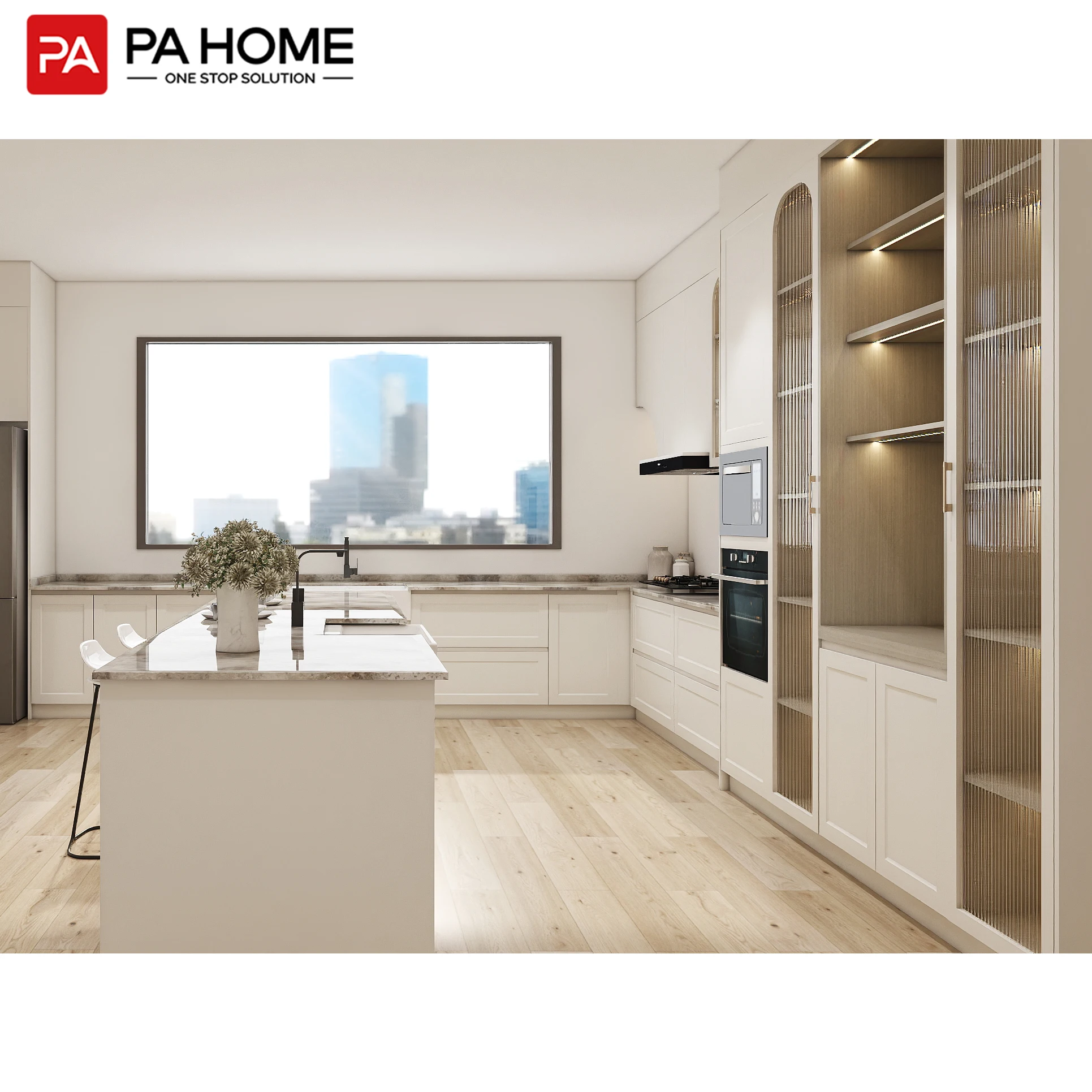 PA foshan Роскошный белый кухонный набор мебель шкаф