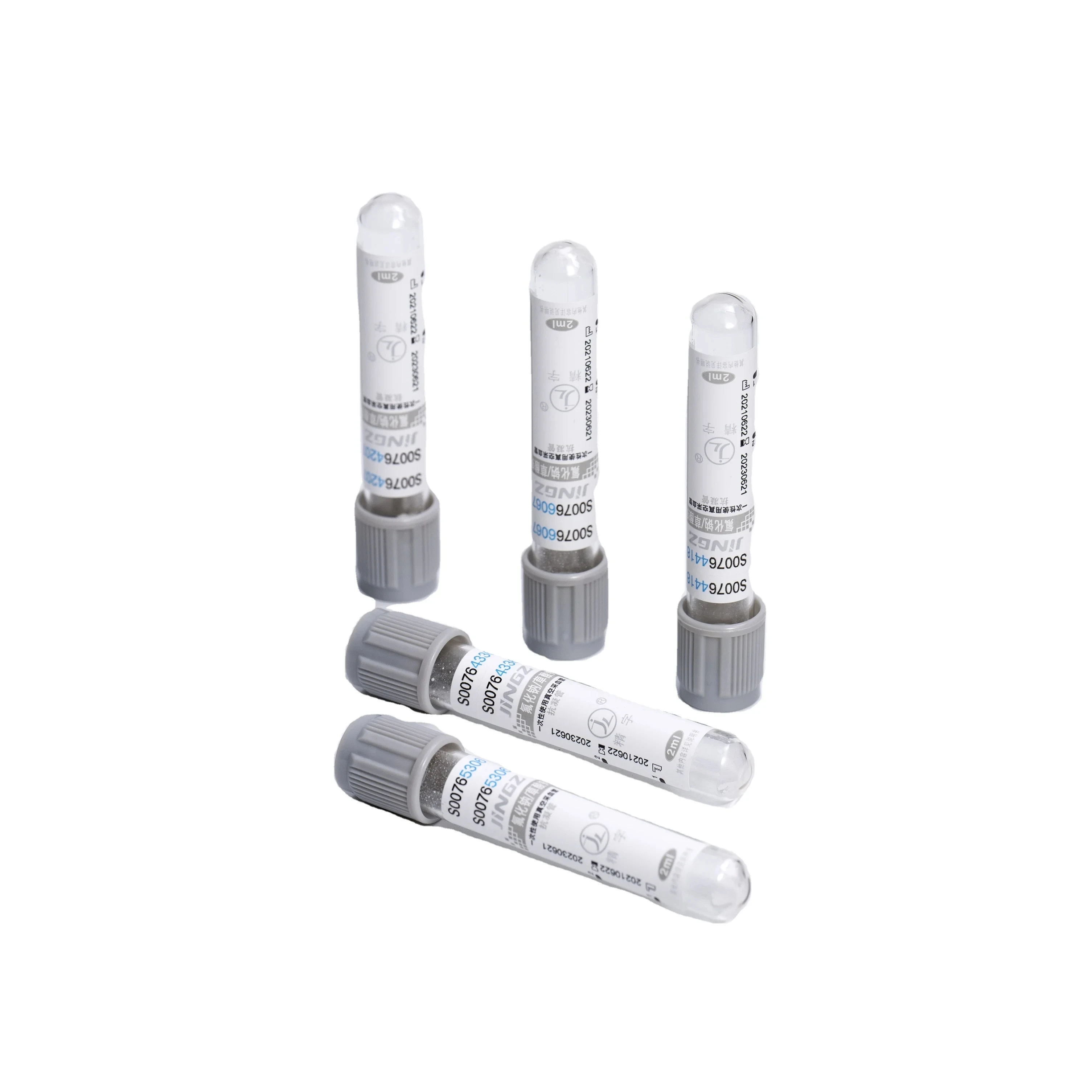 JINGZ Vacuum Blood Collection Glucose Tube Grey 2ml-5ml Oxalate/Glucose glass Tube with Sodium Fluoride