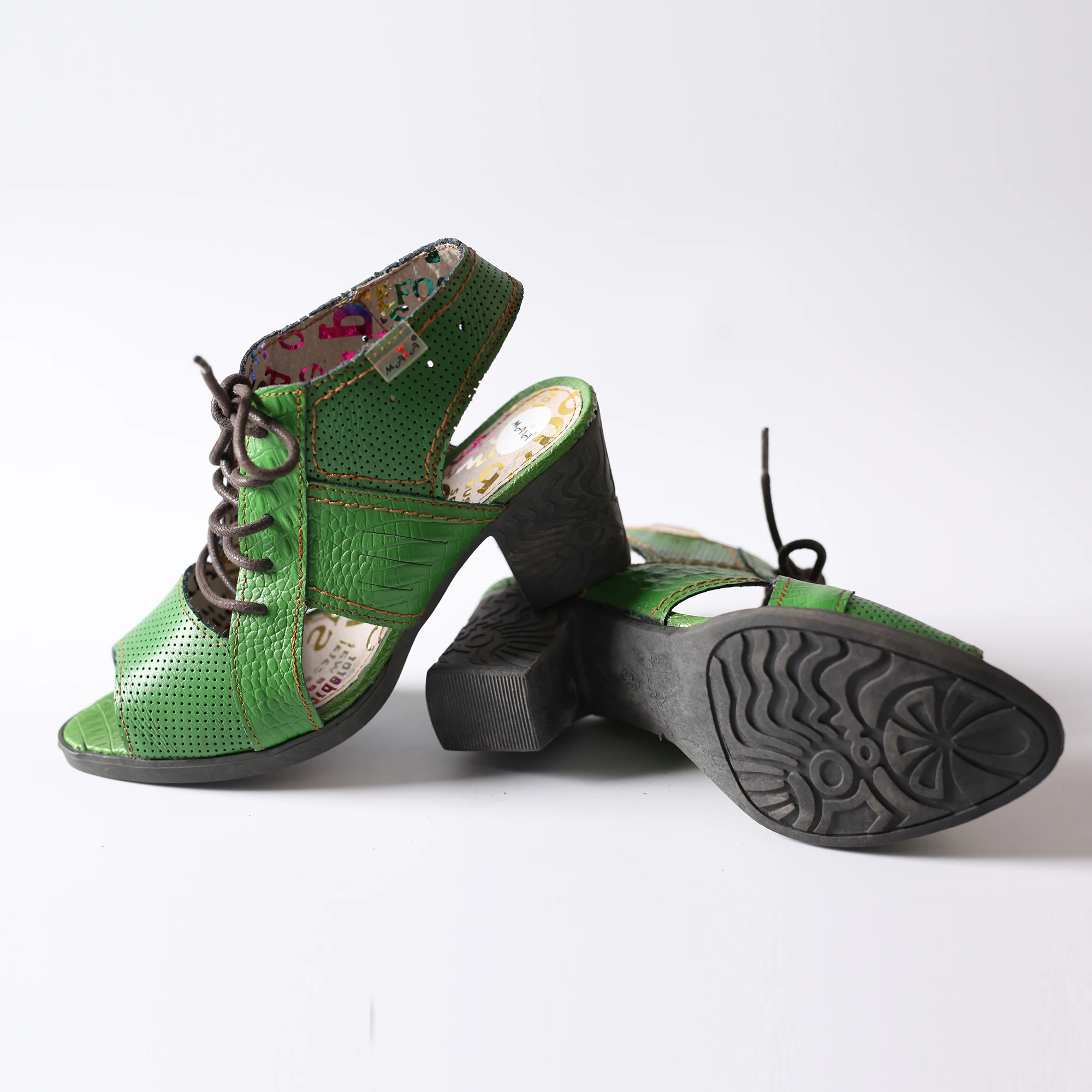 In Stock Women High Heel Open Toe Roman Style Boho Woman Heeled Sandals