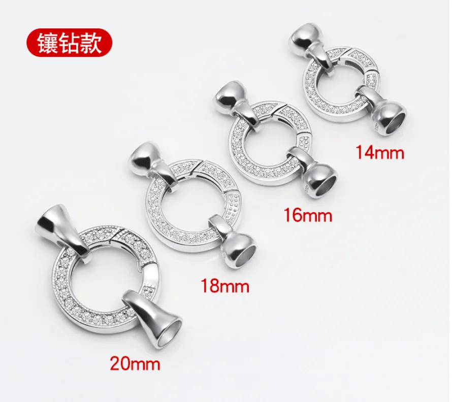 XD S820-1181 Solid 925 Sterling Silver Spring Ring Clasp Round Jewelry Clasps   925 sterling silver clasp