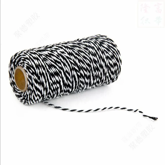 Hot selling 2mm 100m Two-Tone Cotton Rope Cotton Twisted Rope Gift Decor Rope
