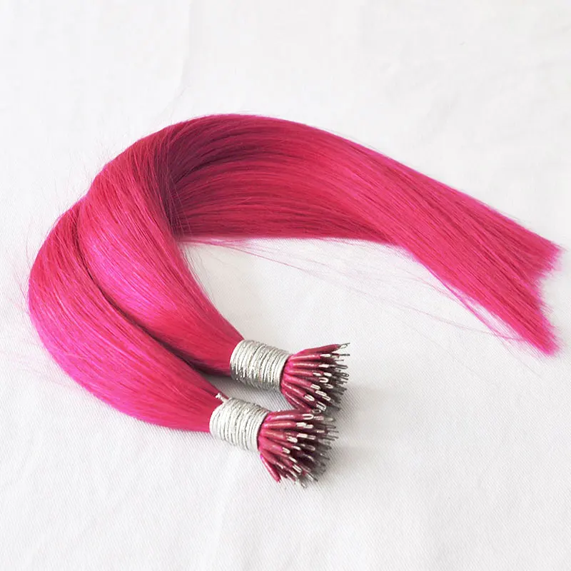 
Dark Pink Nano Ring Human Hair Extensions 1grams/strand 100strands Free Shipping 