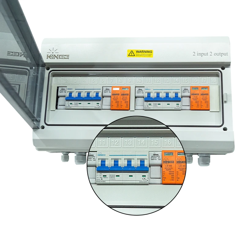 KINEE High quality IP65/IP66 2in 2out Lightning proof photovoltaic PV combiner box made in China 2 in 1 Combiner Box