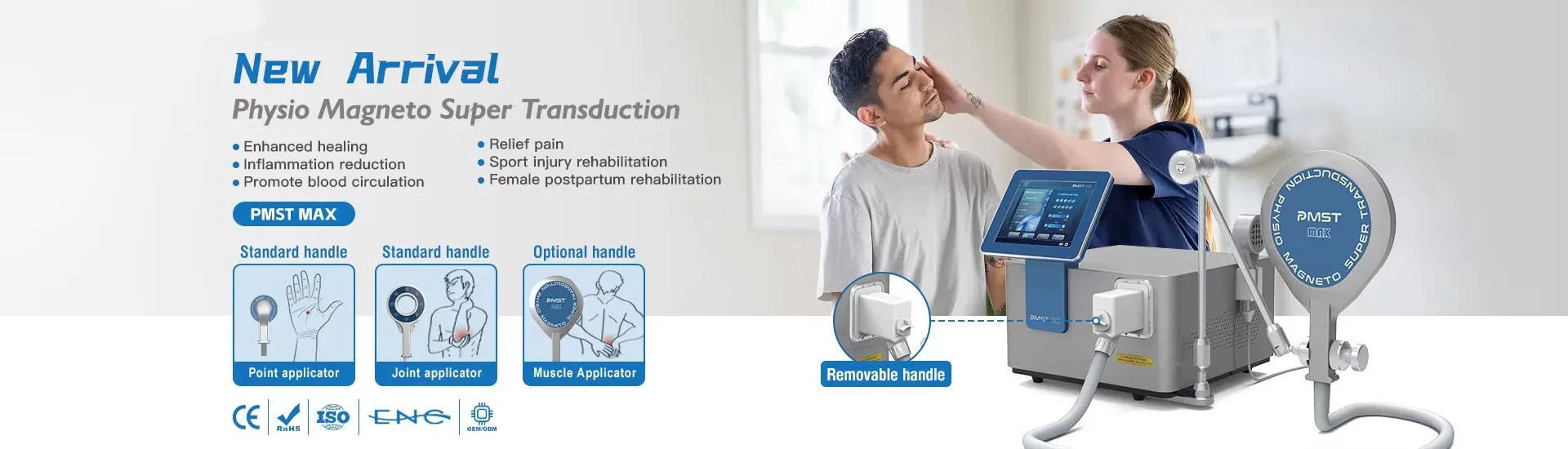 New Physiotherapy Double Channels Magnetic Pulse Therapy With High Intensity PMST MAX DUO Electromagnetic Pulse Machine