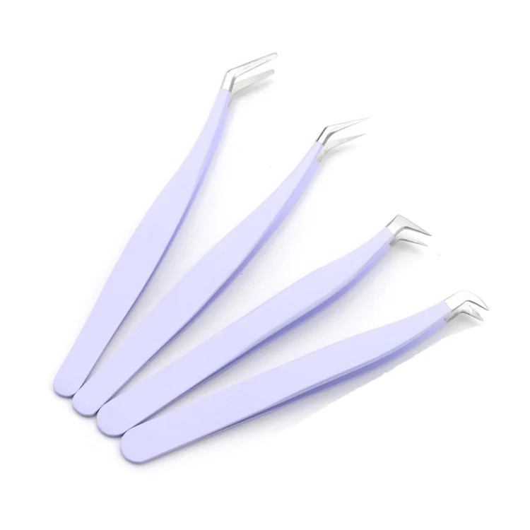 WELLFLYER ET-101 New spray painted eyelash tweezers Macaron purple eyelashes flowering stainless steel clip hand book tweezers