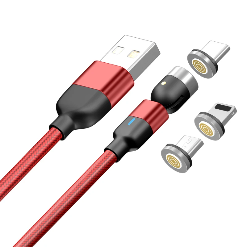 
On Stock Fast Charging Phone 3A 1M 2M Magnet 3 in 1 Led Light Usb Magnetic Phone Charger Cable 