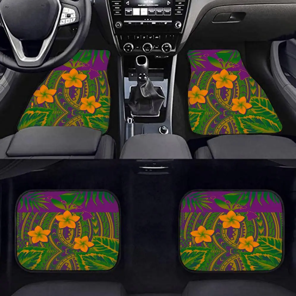 
Samoa Polynesia Plumeria Pattern 3d Carpet Car Mat Universal Fit for SUV,Trucks,Set of 4 Front & Rear Carpet Cushion Mat Doormat 