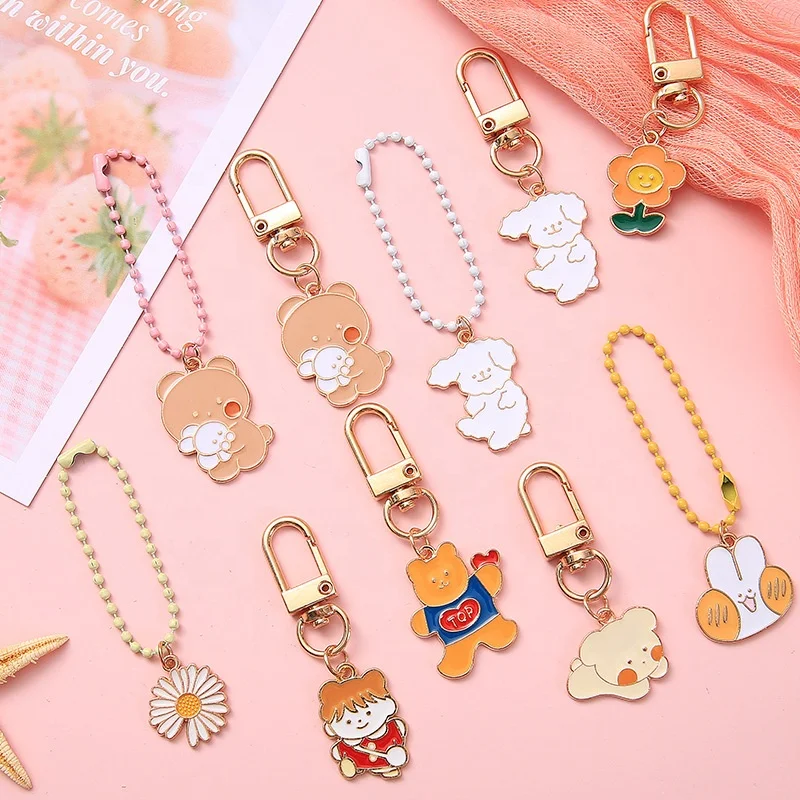 Custom Cute Character Keychain Metal Soft Enamel Beads Chain Keychain