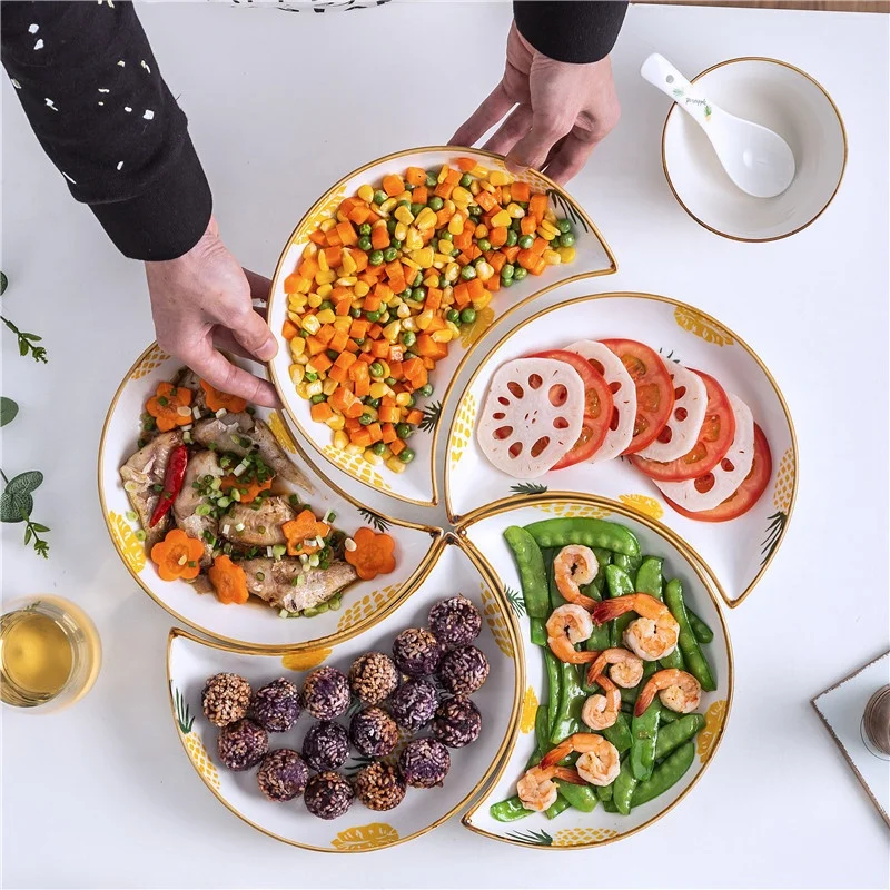 Assorted tableware combination ceramic creative moon plate home-installed dishes assorted dishes Nordic Chinese New Year plate