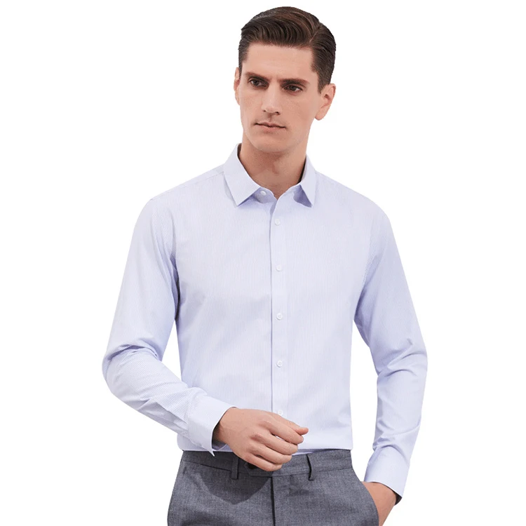 Factory Sale In Stock Office Design Strip Shirts Long Sleeve Plus Size Shirts For Men